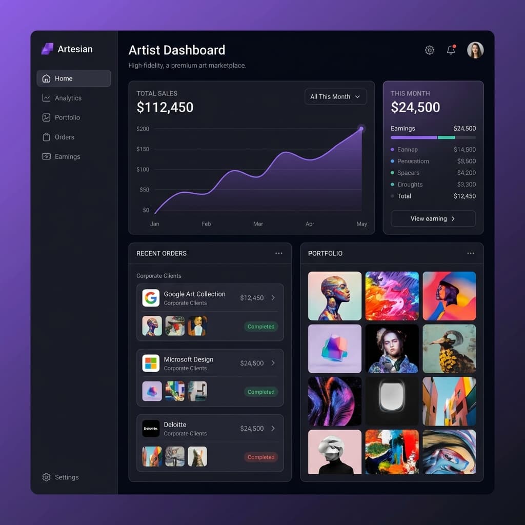 Artist Dashboard Interface